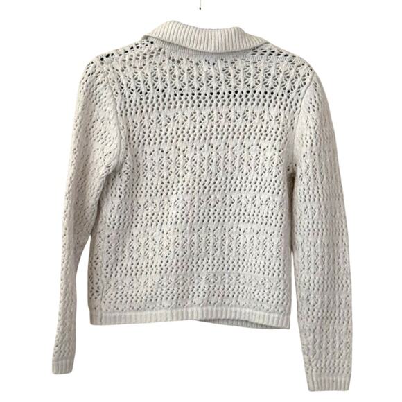 Women's Joie Open-Stitch Collar Button Cardigan Sweater Formal Office - Medium - Picture 2 of 4